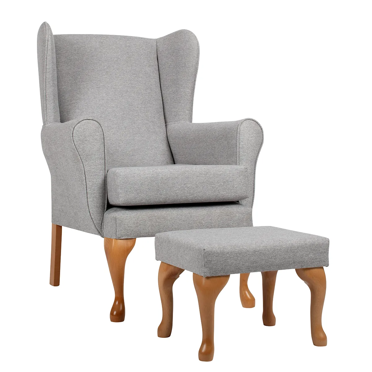 Queen Anne Fireside Chair Stone Grey with Foot Stool.jpg
